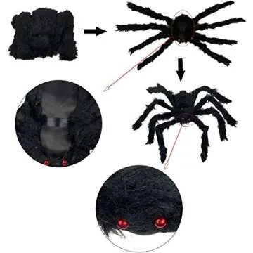 Anditoy 4 Pack Halloween Spiders Giant Fake Scary Hairy Spider for Halloween Decorations Outdoor Halloween Decor Indoor Yard Party Decoration