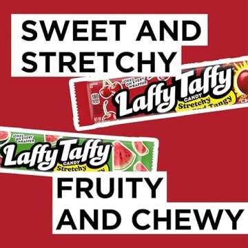 Laffy Taffy Stretchy & Tangy Variety Candy Box - Grape, Watermelon, Cherry - Pack of 24