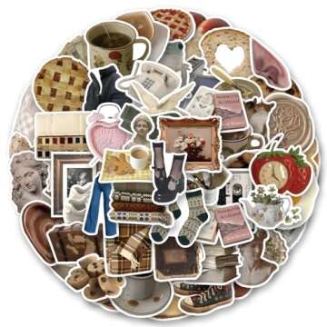 sxdaizjsym 120Pcs Vintage Aesthetic Stickers, Cute Retro Journaling Scrapbooking Stickers Pack for A...