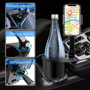 Aoisva Universal Car Cup Holder Phone Mount Adjustable 360° Rotation