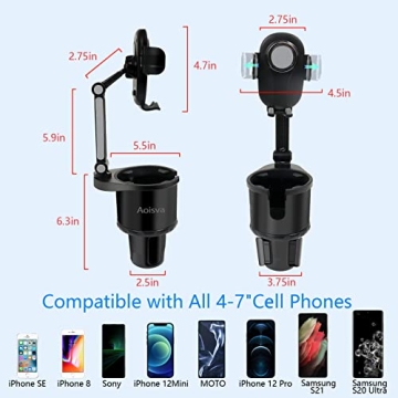 Aoisva Universal Car Cup Holder Phone Mount Adjustable 360° Rotation