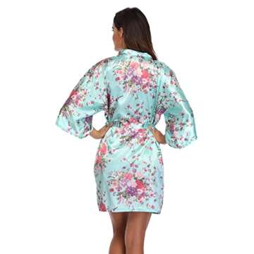 Plus Size Floral Satin Bridesmaid Robes for Women