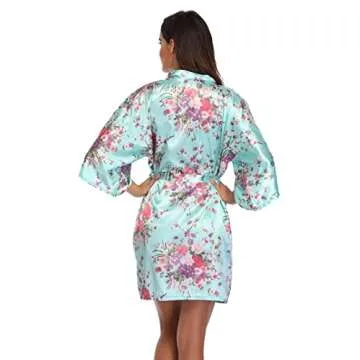 Plus Size Floral Satin Bridesmaid Robes for Women