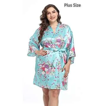 Plus Size Floral Satin Bridesmaid Robes for Women