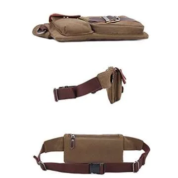 BAOSHA YB-01 Vintage Men's Waist Bag Sports Waist Pack Bum Bag Security Money Waist Day Pack Pouch Hip Belt Bag Bumbag Coffee