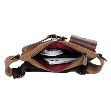 BAOSHA YB-01 Vintage Men's Waist Bag Sports Waist Pack Bum Bag Security Money Waist Day Pack Pouch Hip Belt Bag Bumbag Coffee