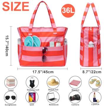 Large Waterproof Beach Tote - Stylish and Functional!