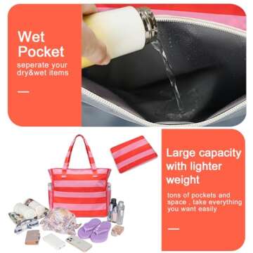 Large Waterproof Beach Tote - Stylish and Functional!