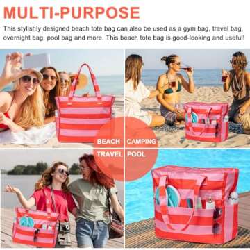 Large Waterproof Beach Tote - Stylish and Functional!