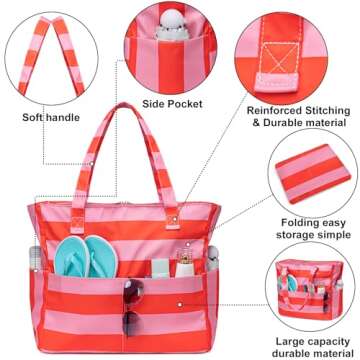 Large Waterproof Beach Tote - Stylish and Functional!