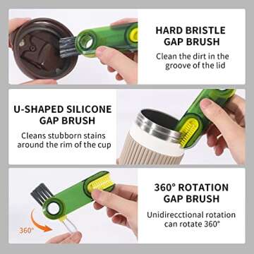 3 in 1 Cup Lid Gap Cleaning Brush Set, Multifunctional Insulation Bottle Cleaning Tools, Mutipurpose...