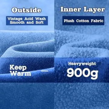 FAIABLE Womens Oversized Hoodie Couples Heavyweight Hoodies Vintage Acid Wash Hoodie Cotton Fleece Hoodies for Women College Streetwear Bright Blue