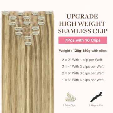 GOO GOO Clip in Hair Extensions Real Human Hair, Remy Human Hair Extensions Clip ins for Women, Natu...