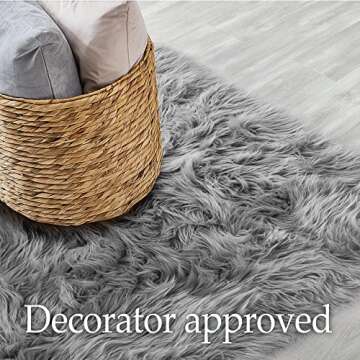 lalaLOOM Soft and Thick Faux Fur Rug, Machine Washable, Super Fluffy Carpets for Bedroom and Living Room Floors, Durable Rubber Backing, Luxury Shag Area Rugs for Modern Interior, 2x4, Slate Gray