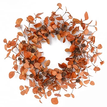 Artificial Fall Wreath with Eucalyptus and Pinecones