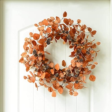 Artificial Fall Wreath with Eucalyptus and Pinecones