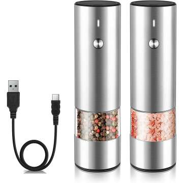 Electric Salt & Pepper Grinder Set - USB Rechargeable