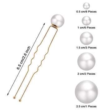 Hicarer 18 Pieces Wedding Pearl Hair Pins Bridal Rhinestone Pearl Hair Clips Hair Accessories U Shap...