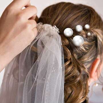 Hicarer 18 Pieces Wedding Pearl Hair Pins Bridal Rhinestone Pearl Hair Clips Hair Accessories U Shaped Bobby Pin Hair Barrette for Bride Bridesmaid Women Hair Style(White-Gold)