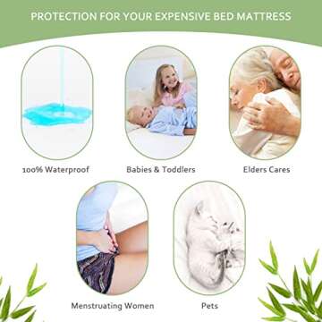 Twin Mattress Protector Waterproof 2 Pack, Skin Friendly and Breathable Twin Mattress Cover for Kids, Viscose Made from Bamboo Jersey Mattress Pad with 14" Deep Pocket