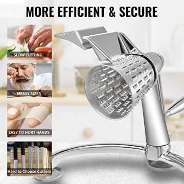 VEVOR Rotary Cheese Grater with 5 Stainless Steel Cones