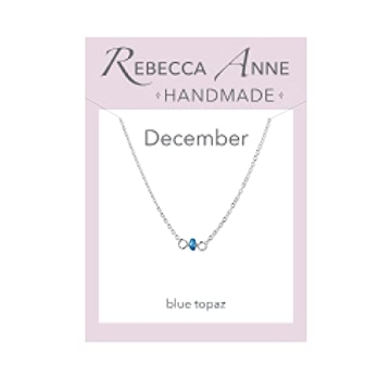 Handmade Silver December Birthstone Choker Necklace, 14 Inches - Blue Topaz, Sterling Silver - Birth...