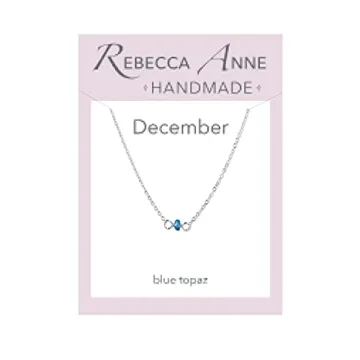 Handmade Silver December Birthstone Choker Necklace, 14 Inches - Blue Topaz, Sterling Silver - Birth...