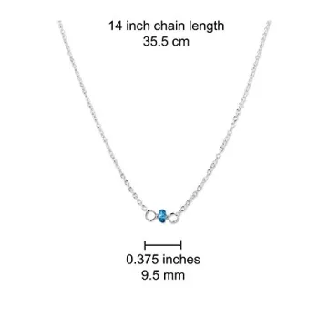 Handmade Silver December Birthstone Choker Necklace, 14 Inches - Blue Topaz, Sterling Silver - Birthday Gift, Present for Girl, Woman, Friend, Daughter, Wife, Mom, Her - Layering Gemstone Jewelry