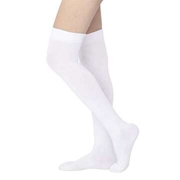 TOCONFFON Women's Over The Knee High Socks Thigh High Socks Long Cotton Socks for Daily Wear, Cosplay(White)
