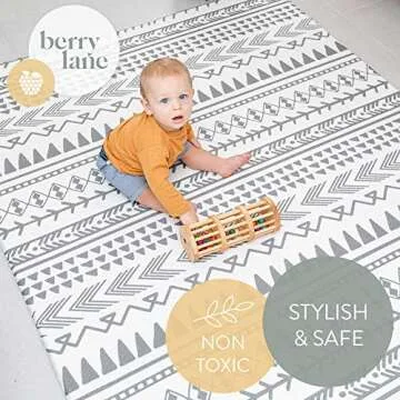 Berry Lane Baby Play Mat | Large 6.5 ft x 4.5 ft One-Piece Reversible Foam Floor Playmat | Tummy Time | Extra Soft & Thick | Non-Toxic | for Infants, Babies, Toddler, and Kids