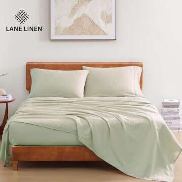 LANE LINEN 100% Organic Cotton Mineral Full-Sheets Set 4-Piece Pure Long Staple Percale Weave Soft B...