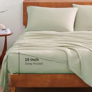 LANE LINEN 100% Organic Cotton Mineral Full-Sheets Set 4-Piece Pure Long Staple Percale Weave Soft Bedding Sheets for Bed Breathable Fits Mattress Upto 15" Deep