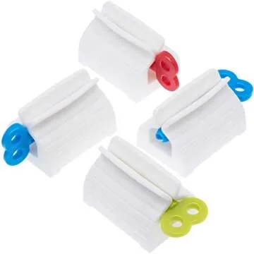 QA Rolling Tube Toothpaste Squeezer - 4 Pack Multifunction Dispenser & Holder for Bathroom - No More...