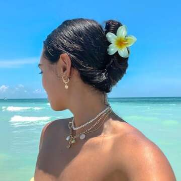 6 Pcs Flower Hair Clips for Women - Hawaiian Hair Claw Clips, Summer Beach Essentials Hair Accessori...