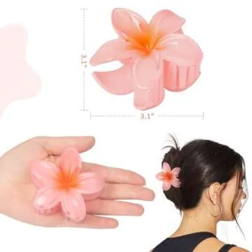 6 Pcs Flower Hair Clips for Women - Hawaiian Hair Claw Clips, Summer Beach Essentials Hair Accessories