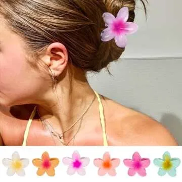 6 Pcs Flower Hair Clips for Women - Hawaiian Hair Claw Clips, Summer Beach Essentials Hair Accessories