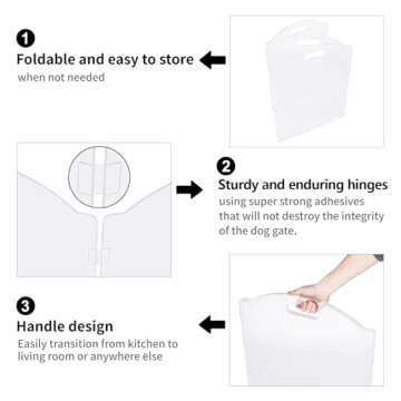 Dog Gate for The House, Clear Acrylic Pet Gate for Dogs, Freestanding Dog Gates for Doorways, Folding Free Standing Puppy Doggy Cat Fence for Inside, Dog Barriers for Home 3 Panel