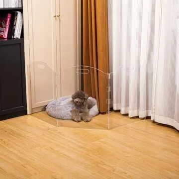 Dog Gate for The House, Clear Acrylic Pet Gate for Dogs, Freestanding Dog Gates for Doorways, Folding Free Standing Puppy Doggy Cat Fence for Inside, Dog Barriers for Home 3 Panel
