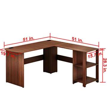 Affordable SHW L-Shaped Home Office Desk in Walnut