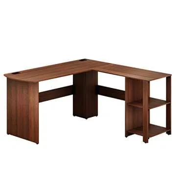 Affordable SHW L-Shaped Home Office Desk in Walnut