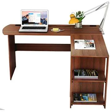 Affordable SHW L-Shaped Home Office Desk in Walnut