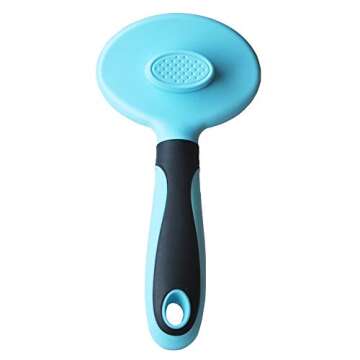 Cat Brush, Soft Dog Grooming Tool Brush for Dogs and Cats, Removes Loose Undercoat, Mats Tangled Hair Slicker Brush for Pet Massage-Self Cleaning (Blue)