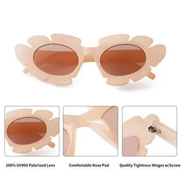 PEGH Cat Eye Flower Sunglasses for Women Men Fun Retro Trendy Y2K Shades Chunky Nude Sun Glasses UV400 Protection (Light Pink)