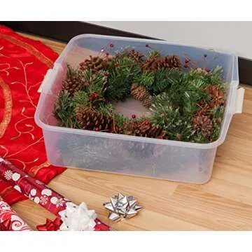 IRIS USA 33 Quart Wreath Storage Containers, Christmas Decor