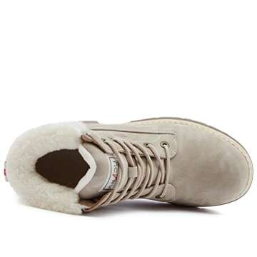 ANJOUFEMME Womens Hiking Snow Winter Boots - Waterproof Work Ankle Boots for Women Comfortable Warm Fur Boots for Backpacking Cycling FNW19-GREY-7