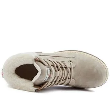 ANJOUFEMME Womens Hiking Snow Winter Boots - Waterproof Work Ankle Boots for Women Comfortable Warm Fur Boots for Backpacking Cycling FNW19-GREY-7