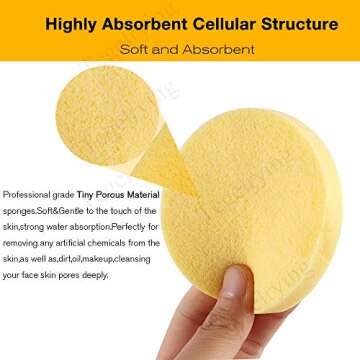 Facial Sponge Compressed,240 Count PVA Professional Makeup Removal Wash Round Face Sponge Pads Exfoliating Cleansing for Women with a Natural Loofah Sponge for Body Washing,Yellow