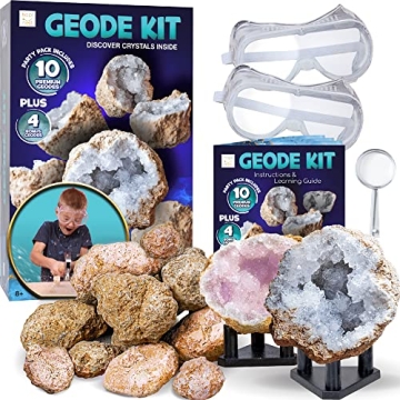 Hapinest Break Open Your Own Geodes (10 Pack + 4 Bonus Mini Geodes) Geology Rock Science Kit Gift fo...