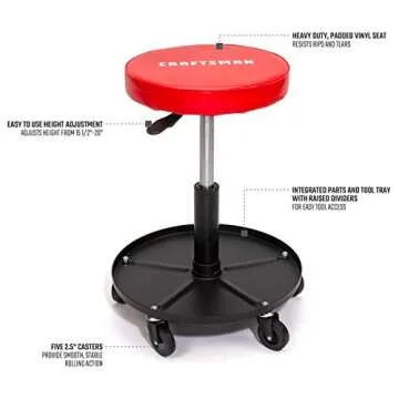 CRAFTSMAN CMXZSAJ93382 Adjustable Height Rolling Creeper Stool with Tool Tray