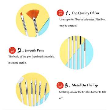 JOYJULY 20pcs Nail Art Design Tools, 15pcs Painting Brushes Set with 5pcs Dotting Pens, WHITE …